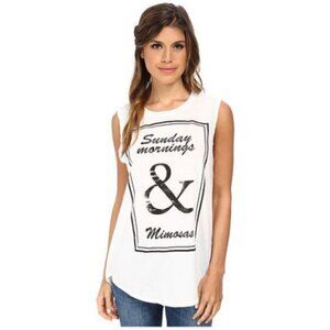💕MICHAEL STARS💕 Sunday Morning & Mimosas Muscle Tank White One Size